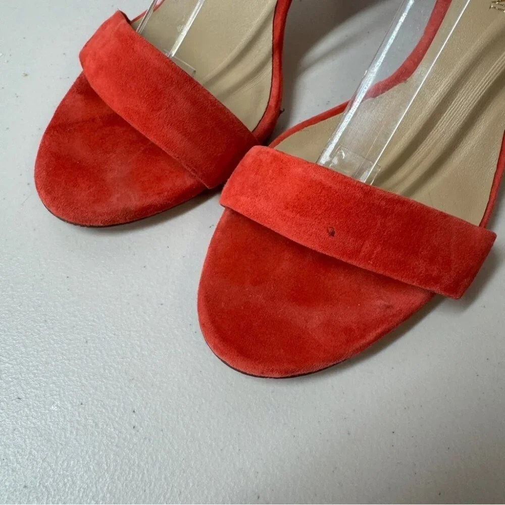 Enzo Angiolini Women’s Red Ankle Strap Open Toe Heels Size 7 1/2B Formal Party